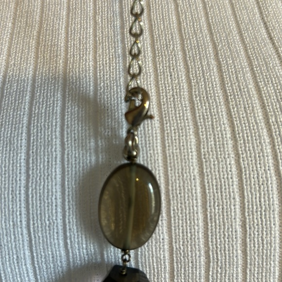 Glass Geometric Shaped Brown and Cream Tones Necklace - Picture 5 of 5